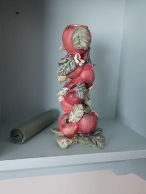 *2 for $20 deal* Vintage Orchard Blossom Red Apple Candleholder